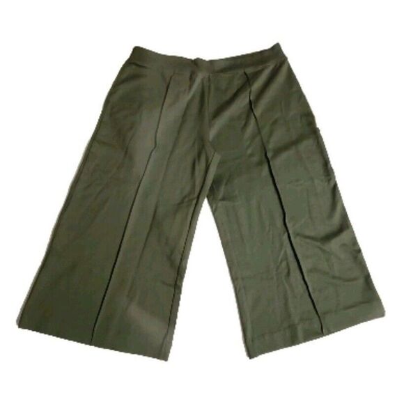 Seek No Further Womens Wide Leg Cropped Ponte Pants High Rise Stretch Green NWT - Picture 4 of 11